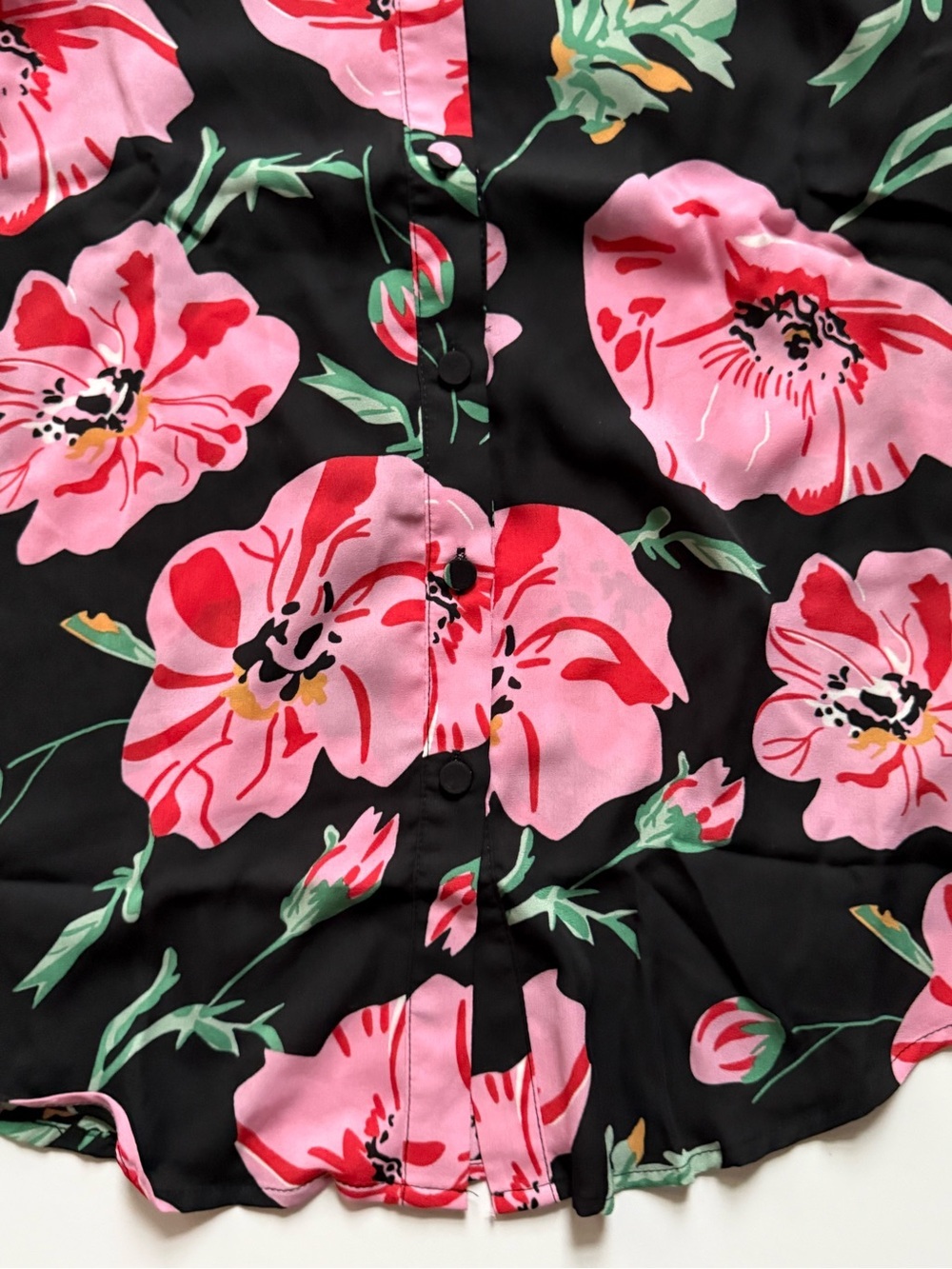 BTFBM Poppy print button down blouse S Small NWT - Picture 6 of 13